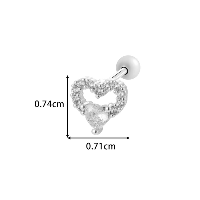 Simple Heart Copper   Gold Color  Zircon Women's Piercing Earrings h5 Picture2