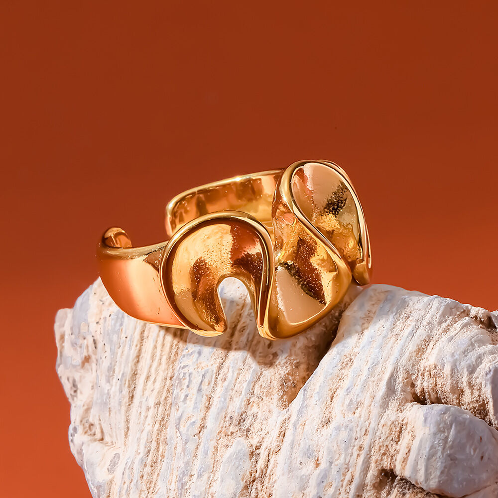 Irregular Shape Stainless Steel Waterproof   Gold Color  Statement Rings