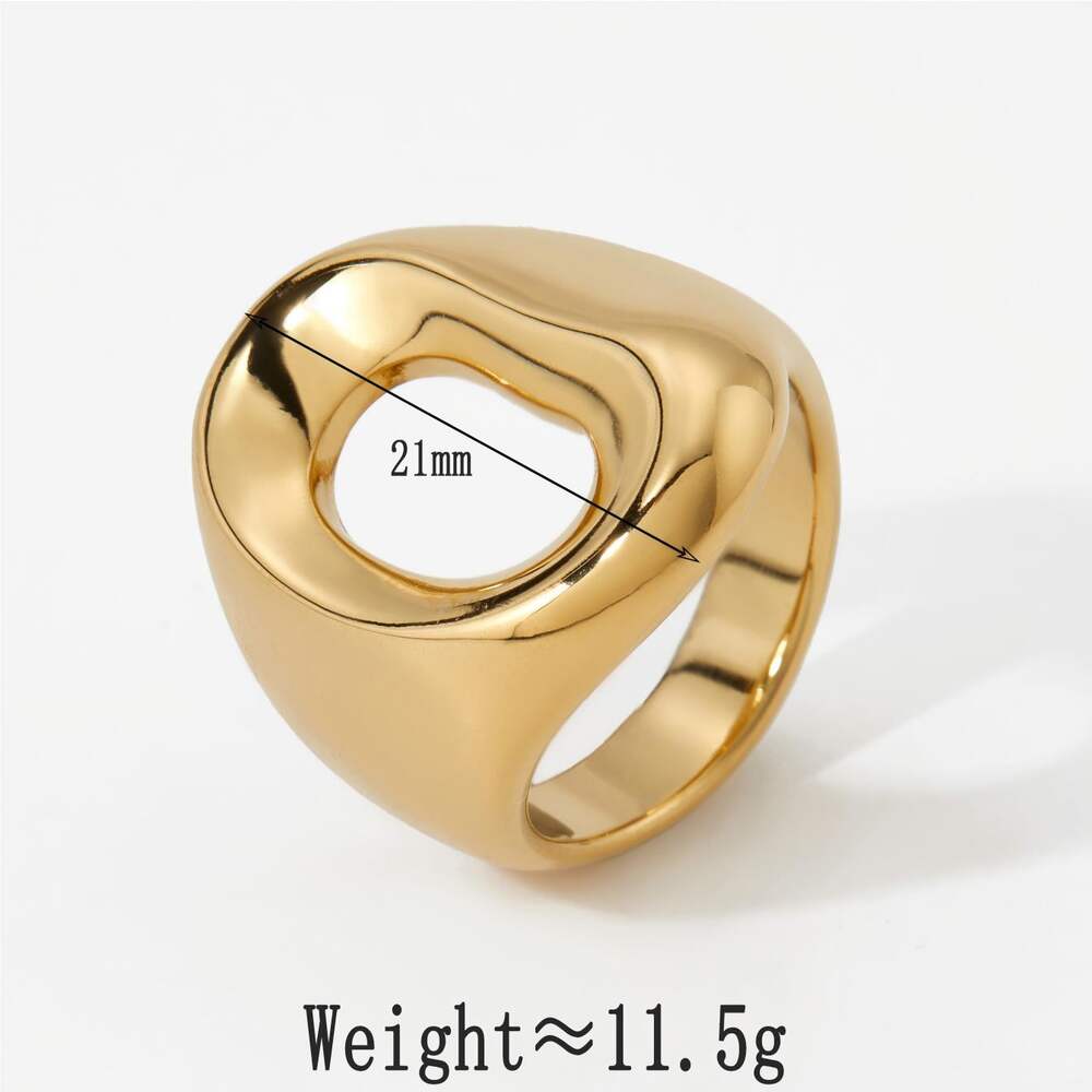 Moderne Statement-Ringe aus Edelstahl in unregelmäßiger Form, wasserfest und goldfarben h5Bild6
