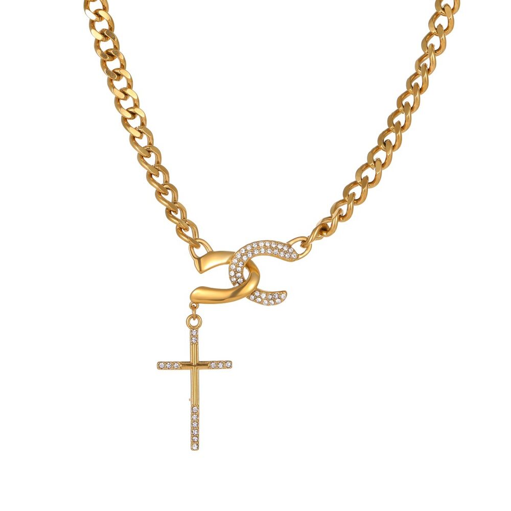 Simple Series Daily Cross Chain Edelstahl Wasserdichte Damenkette h5Bild5