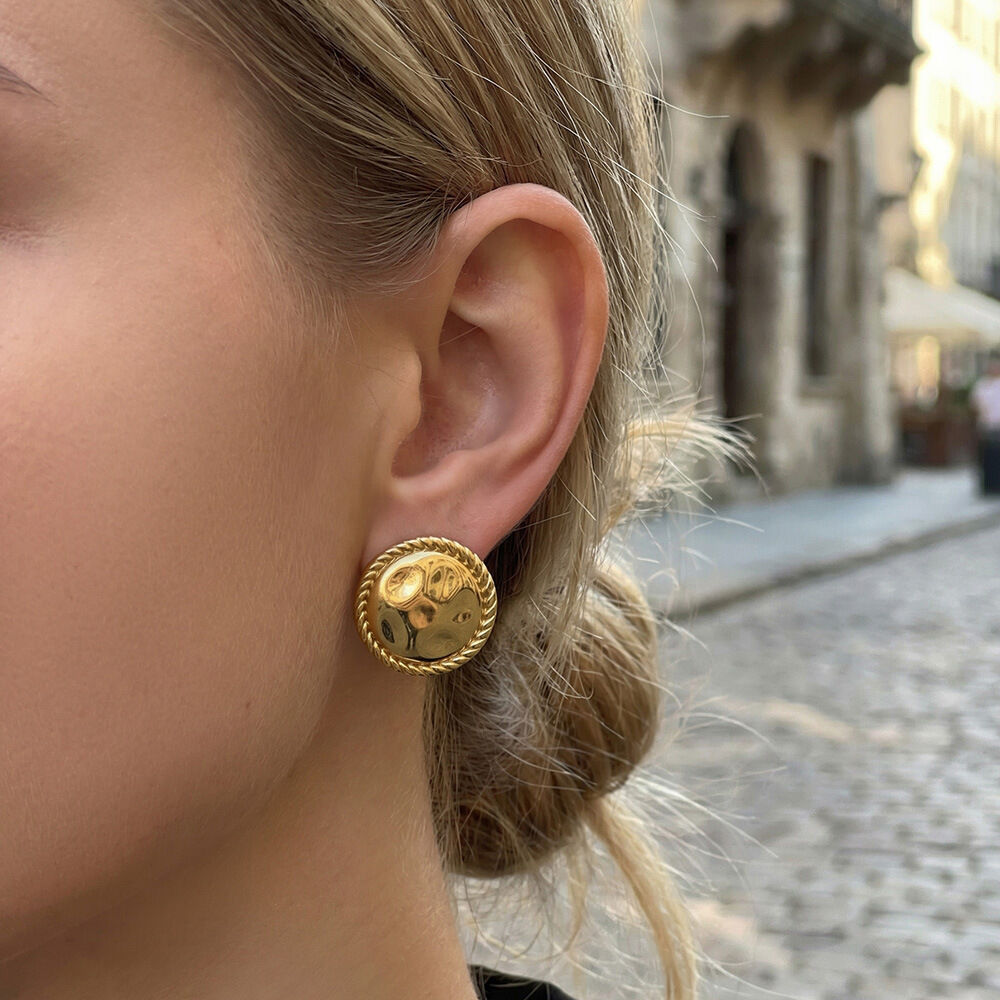 Simple Thread Stainless Steel Waterproof Gold Color Women's Stud Earrings Picture3