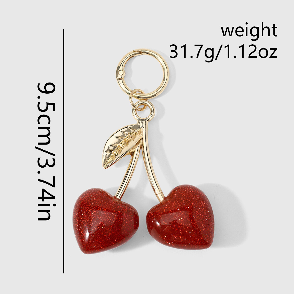 Sweet Resin Heart Fruit Cherry Alloy Bag Charms h5Picture2