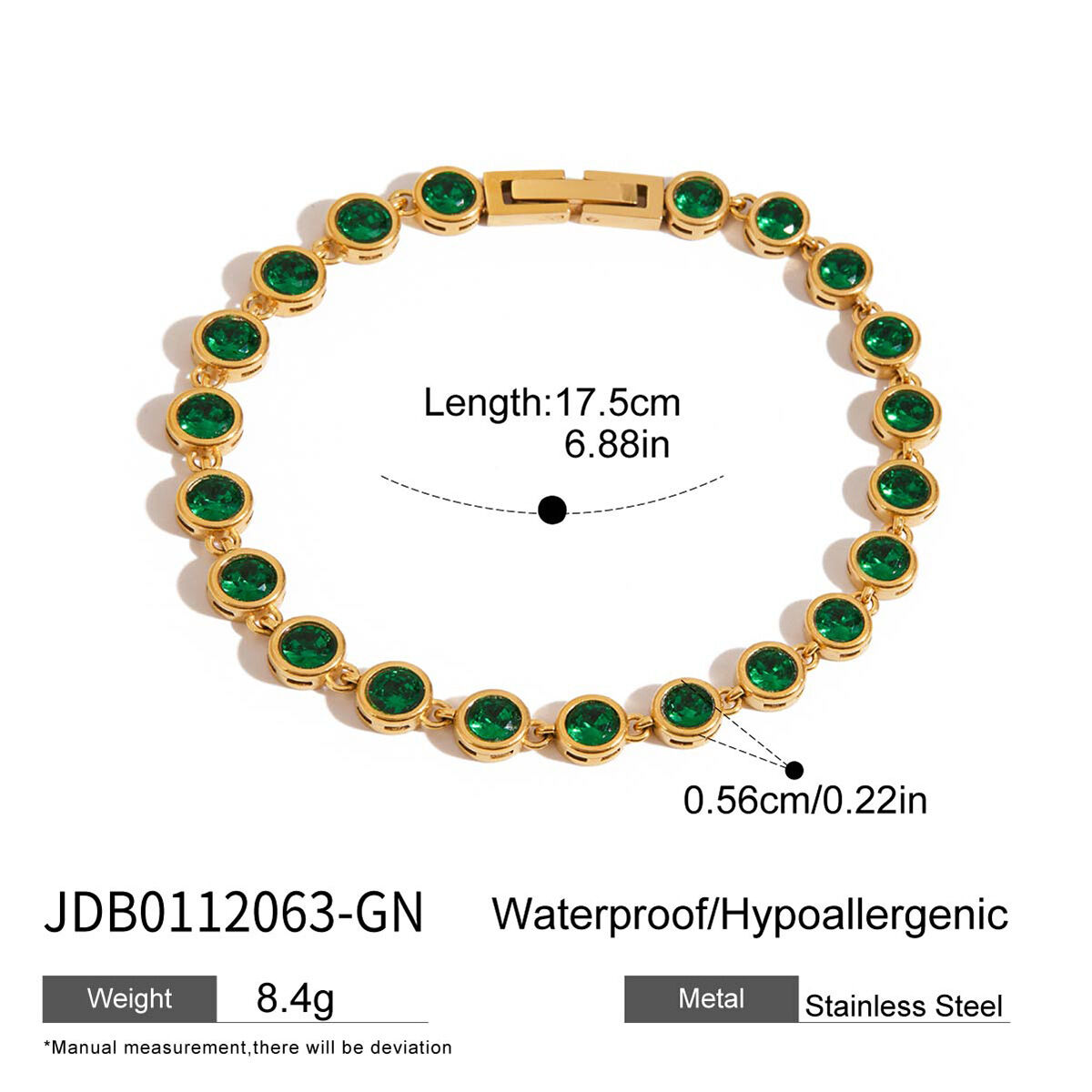 Luxurious Elegant Circle Stainless Steel Waterproof Gold Color Zircon Women's Bracelets Sets 