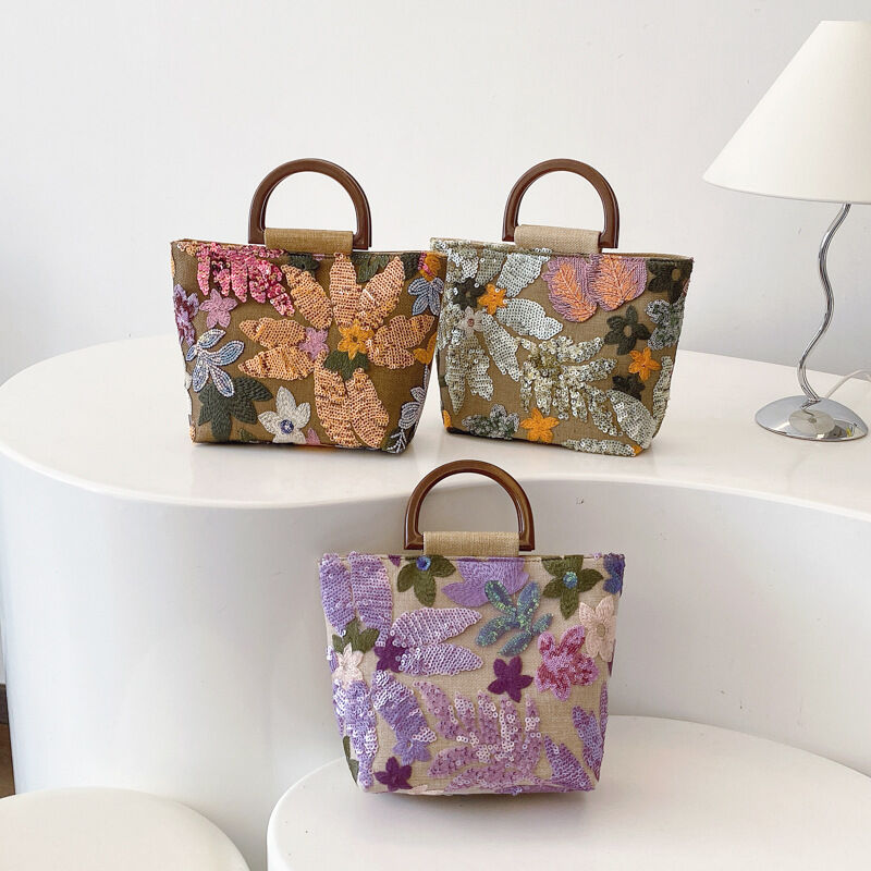 Light  Luxury Beaded Embroidered Flower Women's Handbag h5 Picture4