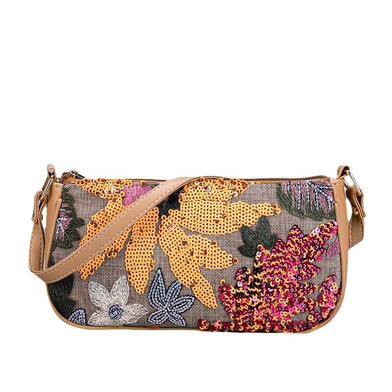 Luxuriöse, perlenbestickte Schultertaschen für Damen mit Blumenmuster h5 Bild2