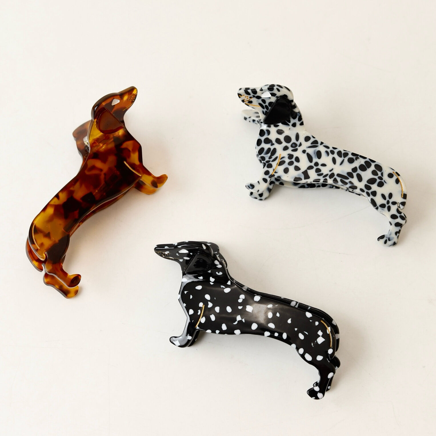 Romantic Series Cute Cartoon Dachshund Acetate Women's Hair Clips