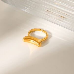 Simple Irregular Shape Stainless Steel Waterproof Gold Color Statement Rings h5 Picture4