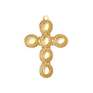 Classic Series Diy Cross Stainless Steel Waterproof Gold Color Natural Stone Women's Pendants h5 Picture2