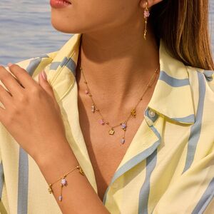 Simple Series Daily Flower Stainless Steel Waterproof Gold Color Women's Jewelry Sets h5 Picture2