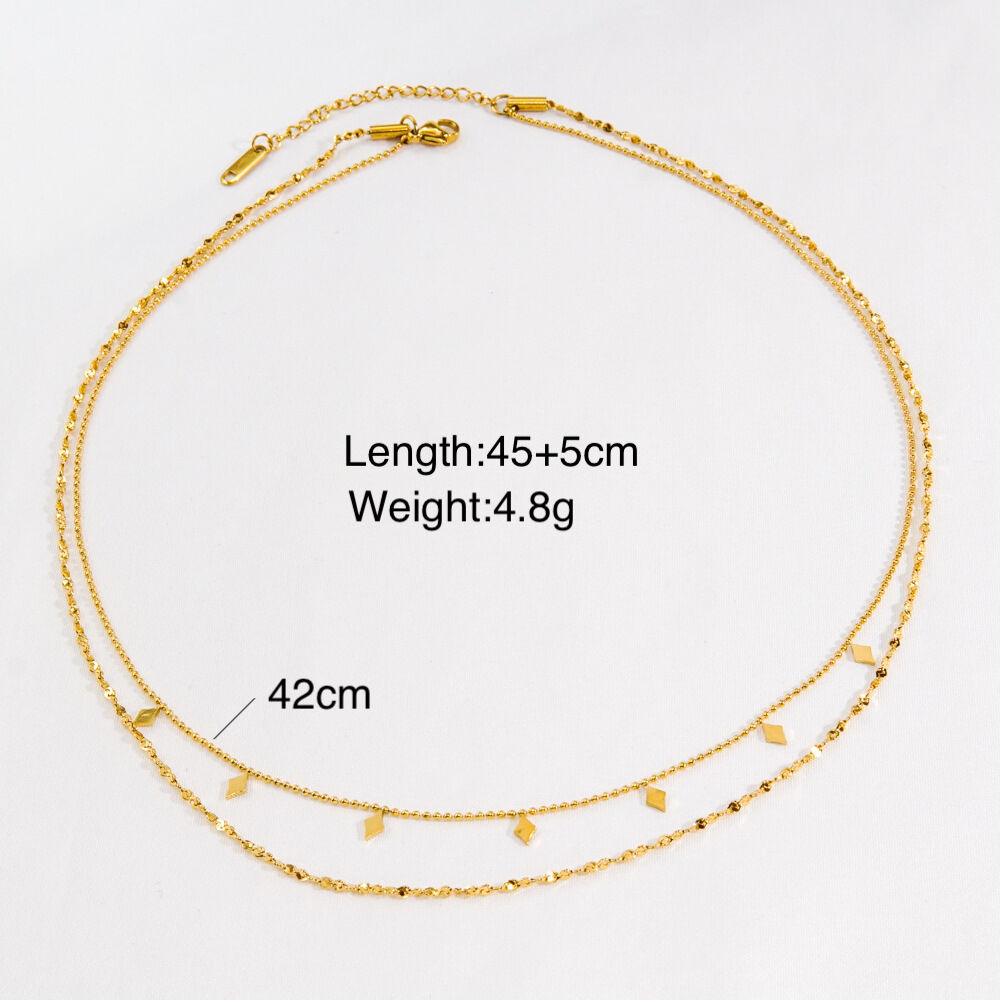 Elegant Solid Color Chain Stainless Steel Waterproof   Gold Color  Women's Chain Necklaces 