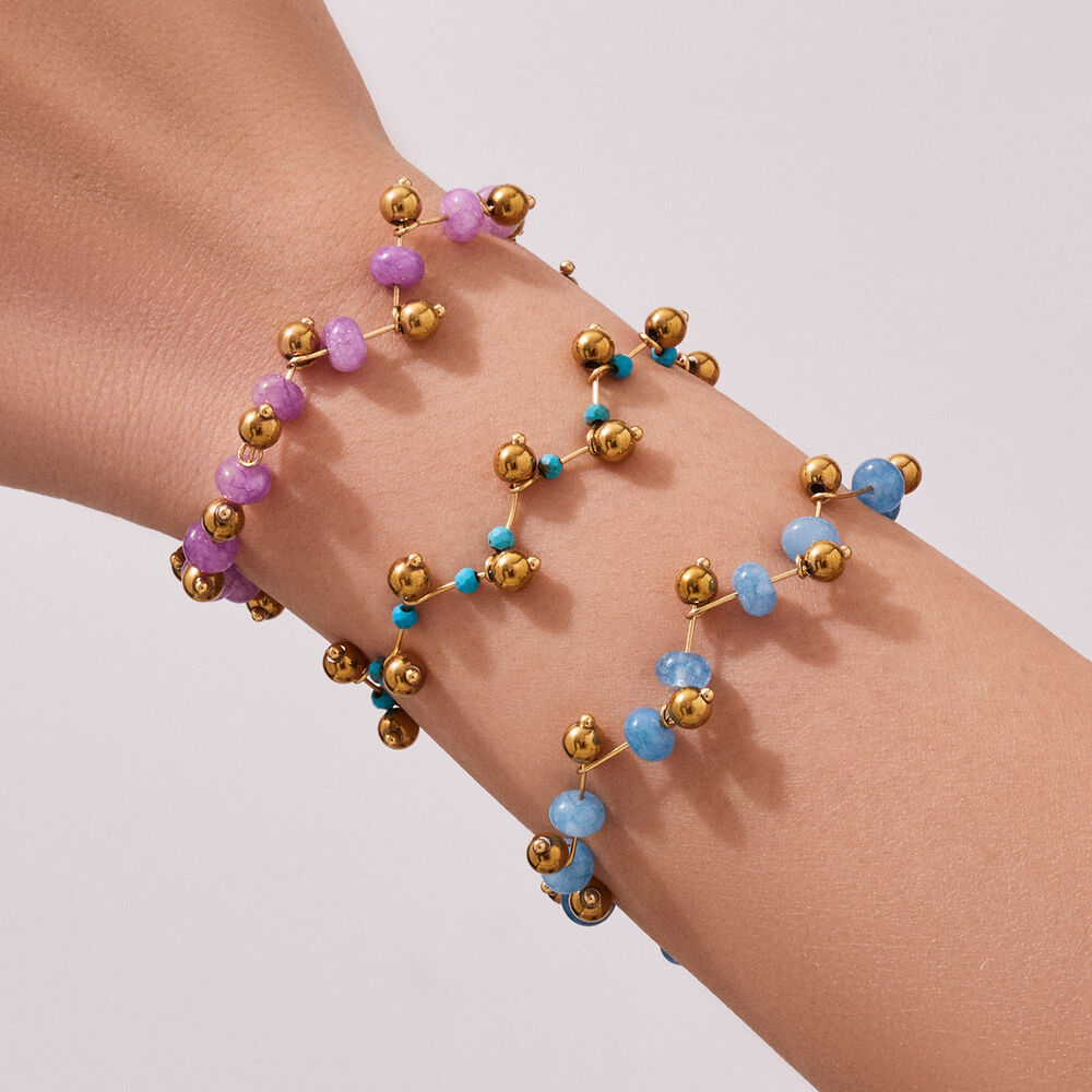 Daily Natural Stone Beads Stainless Steel Gold Color Women's Chain Necklaces Picture4