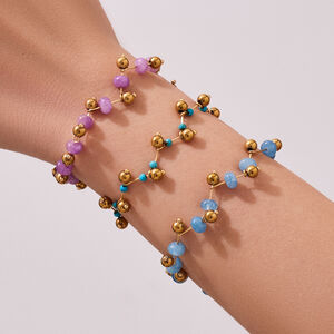 Daily Natural Stone Beads Stainless Steel Gold Color Women's Chain Necklaces h5 Picture4