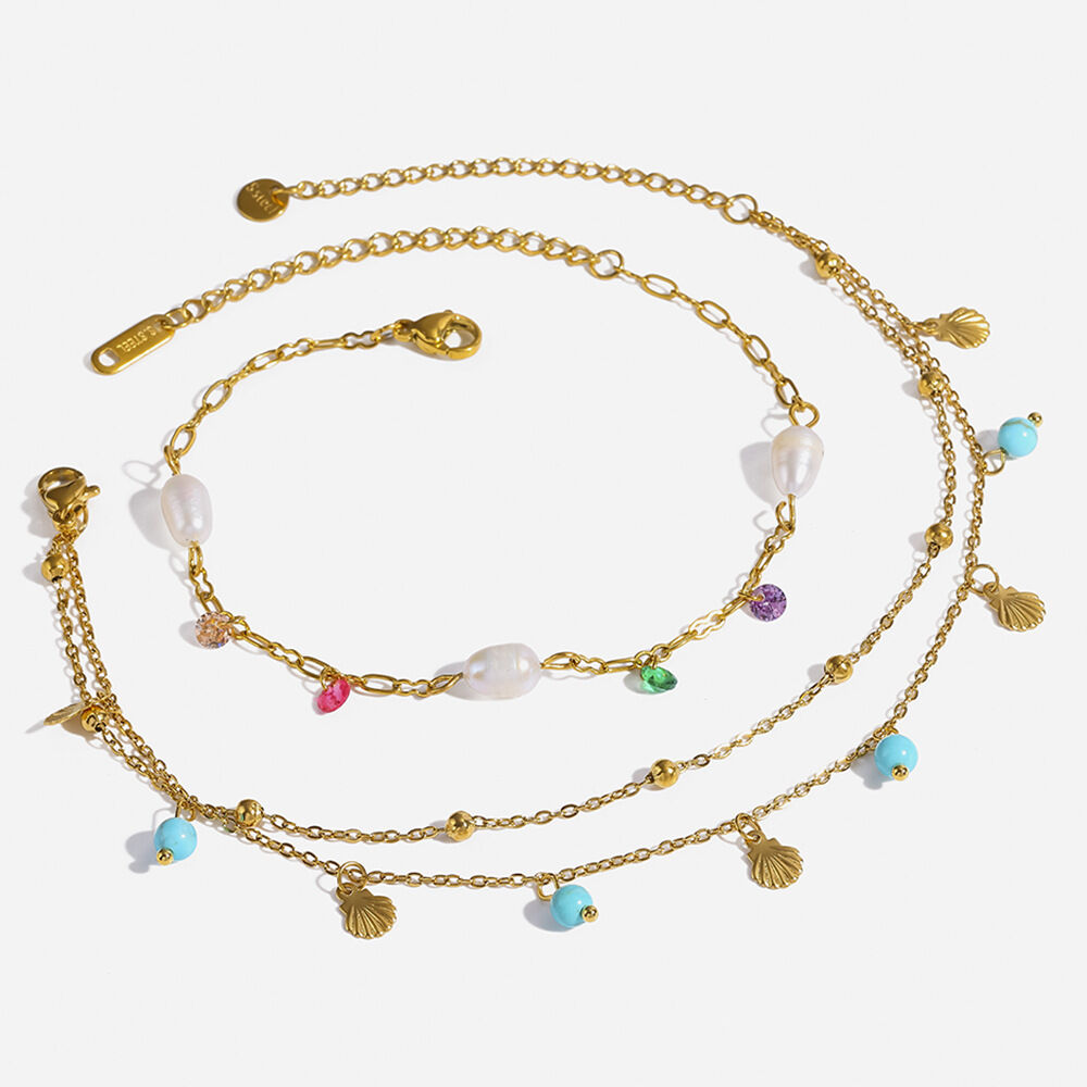 Simple Series Bohemian Circle Stainless Steel Waterproof Gold Color Anklets h5Picture5