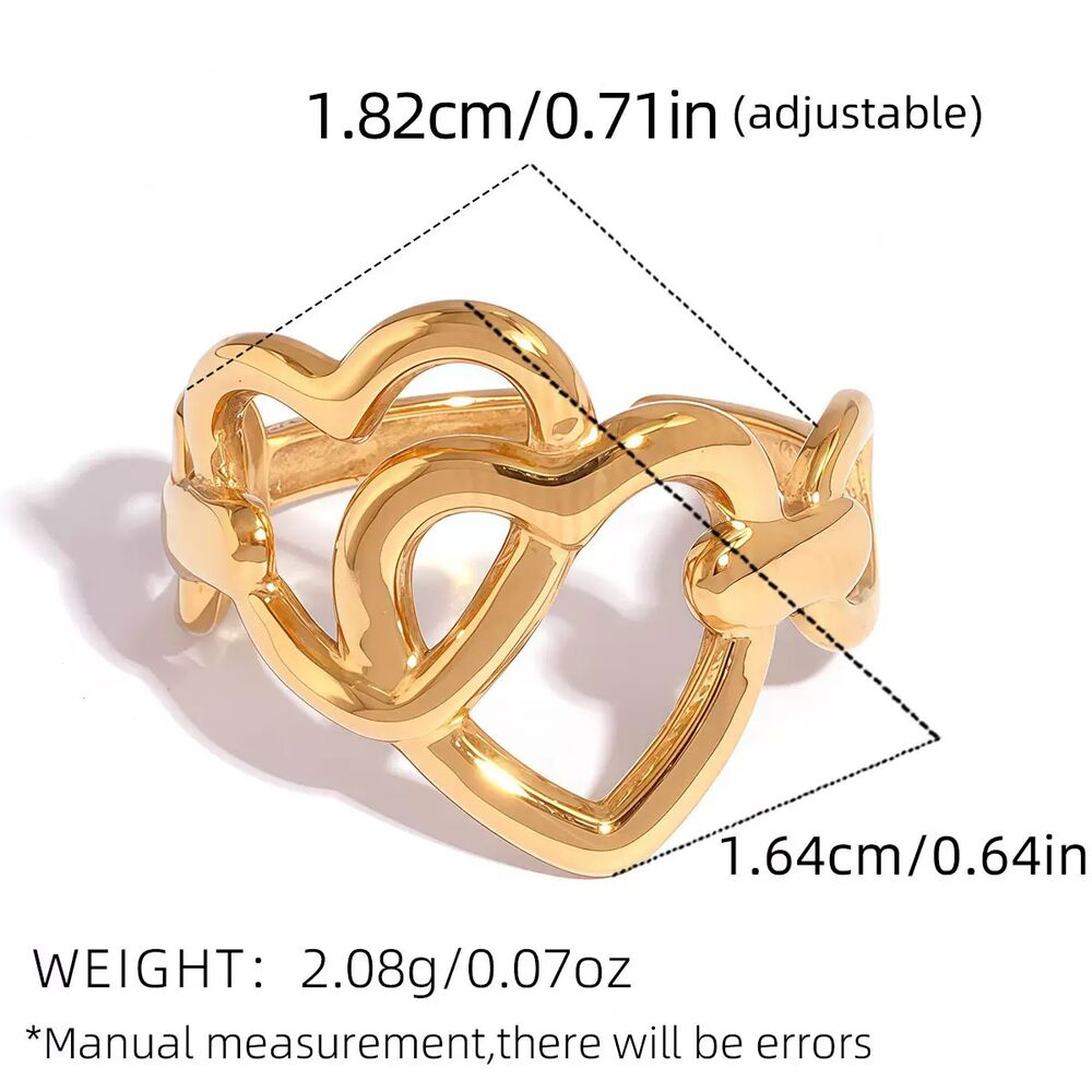Simple Series Daily Heart Stainless Steel Waterproof Gold Color Statement Rings