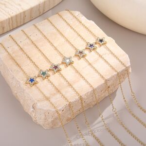Bracciale da donna semplice, retrò, con catena a stella in acciaio inossidabile, impermeabile, color oro. h5 Immagine2