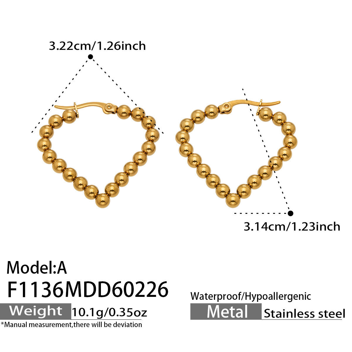 Einfache Perlen-Ohrringe aus Edelstahl in Goldfarbe für Damen h5 