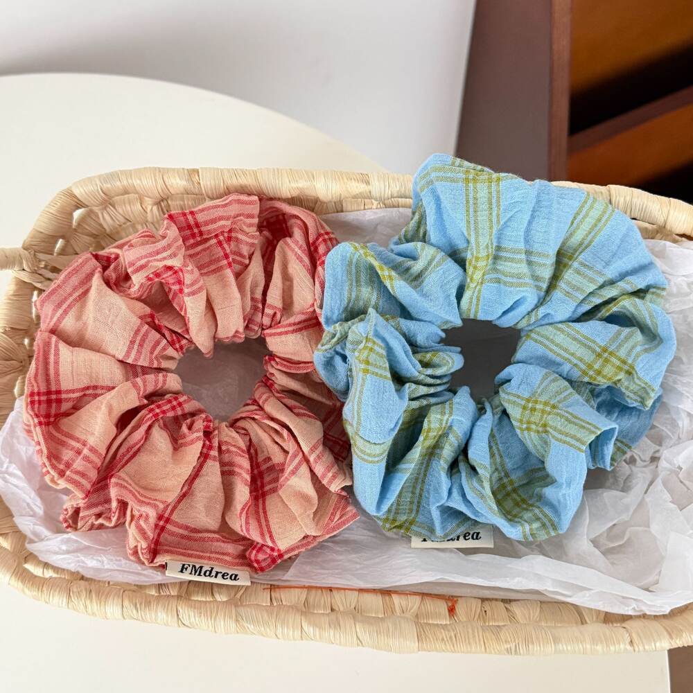 Romantic Series Sweet Plaid Mixed Color Fabric Women's Scrunchies h5Picture2