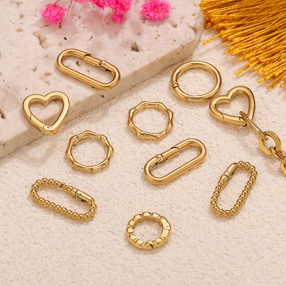 Simple Diy Irregular Shape Heart Rectangle Stainless Steel Waterproof   Gold Color  Jewelry Closures