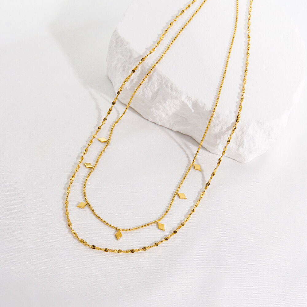 Elegant Solid Color Chain Stainless Steel Waterproof   Gold Color  Women's Chain Necklaces h5 Picture2
