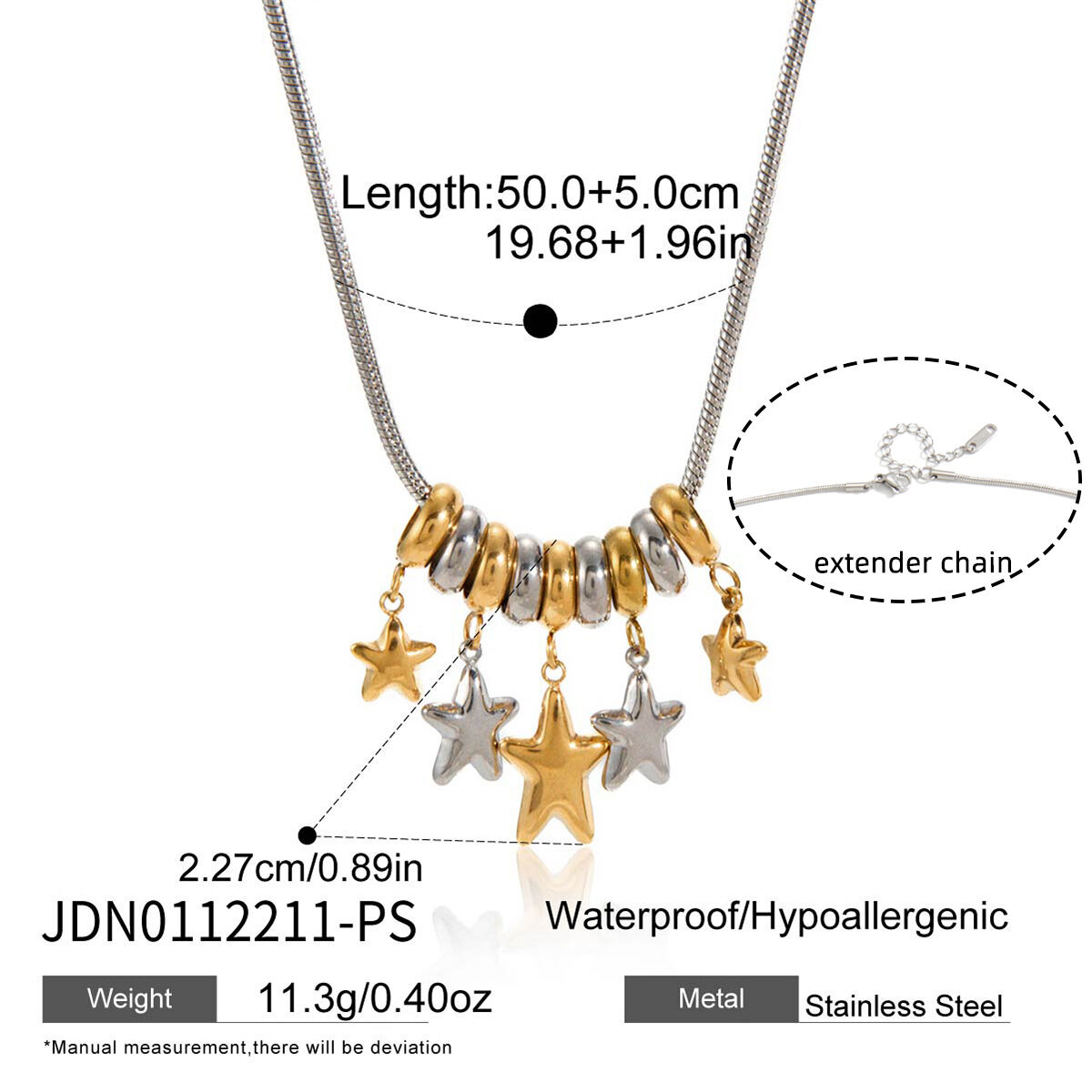 Simple Star Mixed Color Stainless Steel Waterproof Women's Pendant Necklaces 