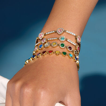 Luxurious Elegant Heart Zircon Stainless Steel Waterproof Gold Color Women's Beaded Bracelets 2