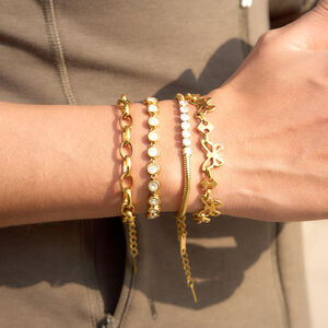 Luxurious Simple Chain Butterfly Stainless Steel Waterproof Gold Color Zircon Women's Chain Bracelets h5 Picture3