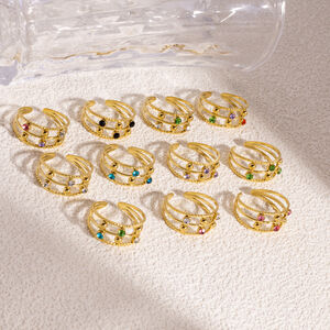 Luxurious Elegant Hollowed-Out Circle Stainless Steel Waterproof Gold Color Statement Rings h5 Picture4