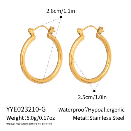 Simple Series Daily Circle Edelstahl wasserdichte goldfarbene Damen-Creolen