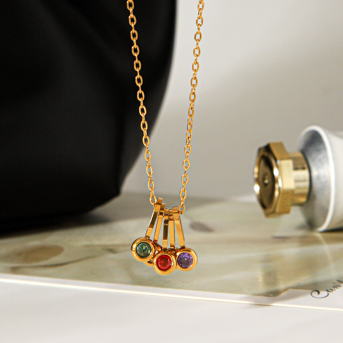 Simple Chain Stainless Steel Waterproof Gold Color Zircon Women's Pendant Necklaces h5 Picture3