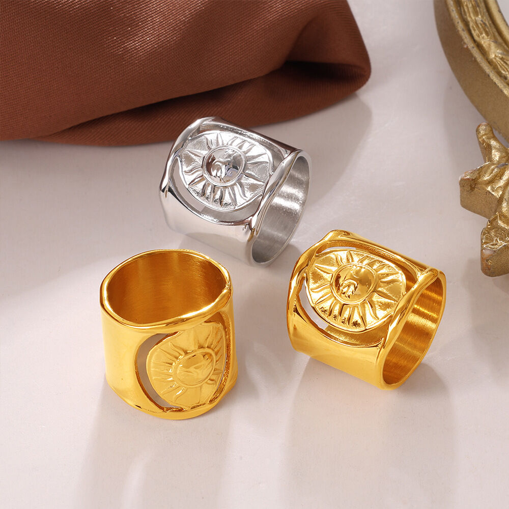 Simple Series Daily Sun Stainless Steel Waterproof Statement Rings 2