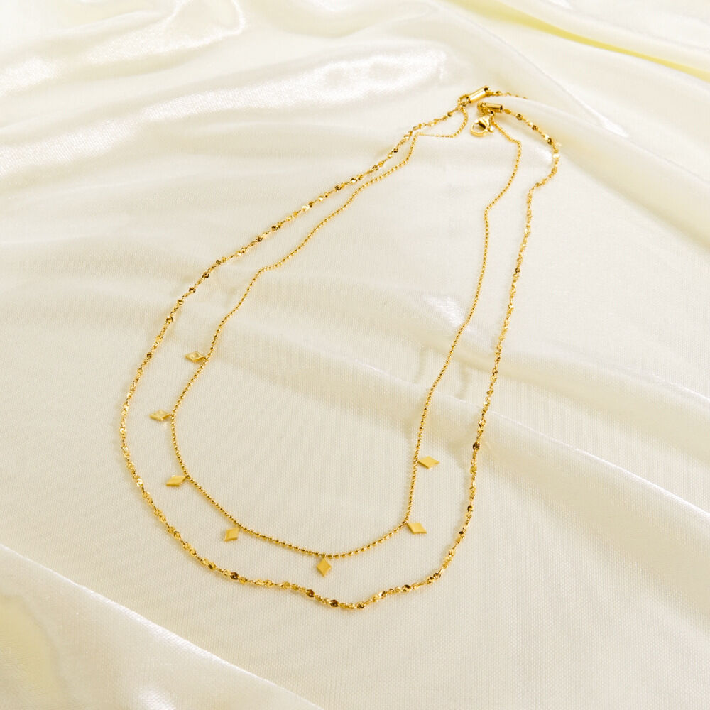 Elegant Solid Color Chain Stainless Steel Waterproof   Gold Color  Women's Chain Necklaces h5 Picture4