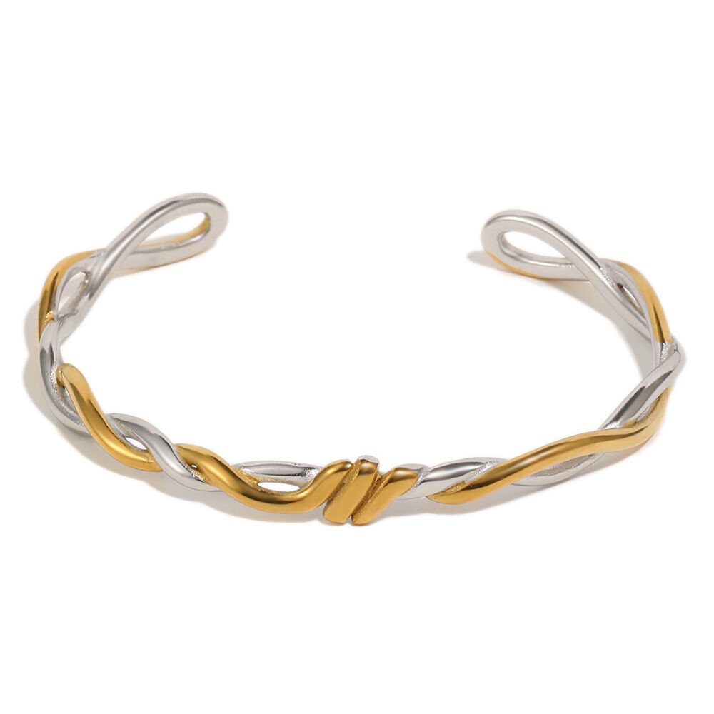 Simple Twist Stainless Steel Waterproof MixedColor Women's Cuff Bracelets