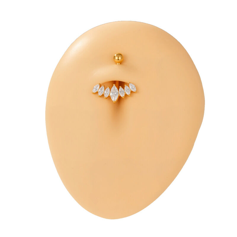 Flower Stainless Steel Waterproof Gold Color Zircon Navel Piercings Picture7