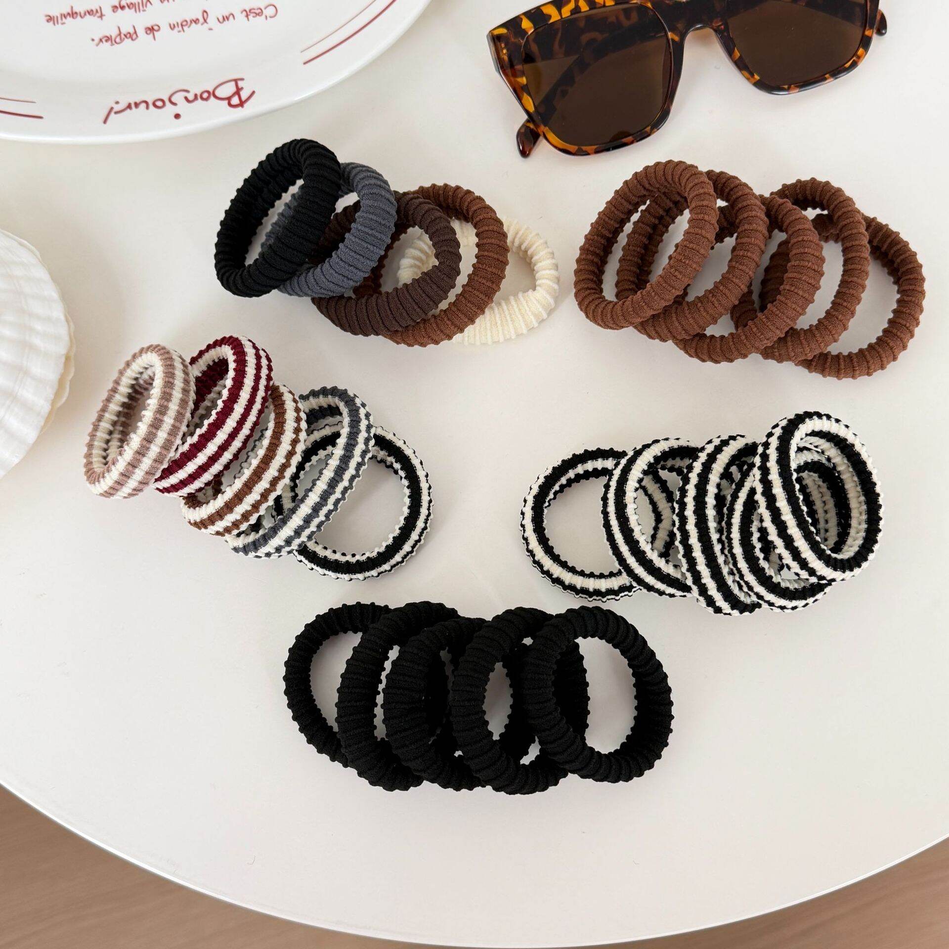 Simple Series Casual Solid Color Mixed Color Elastic Women's Hair Ties