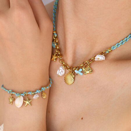 Vacation Oceanic Stainless Steel Waterproof Gold Color Women's Braided Necklaces