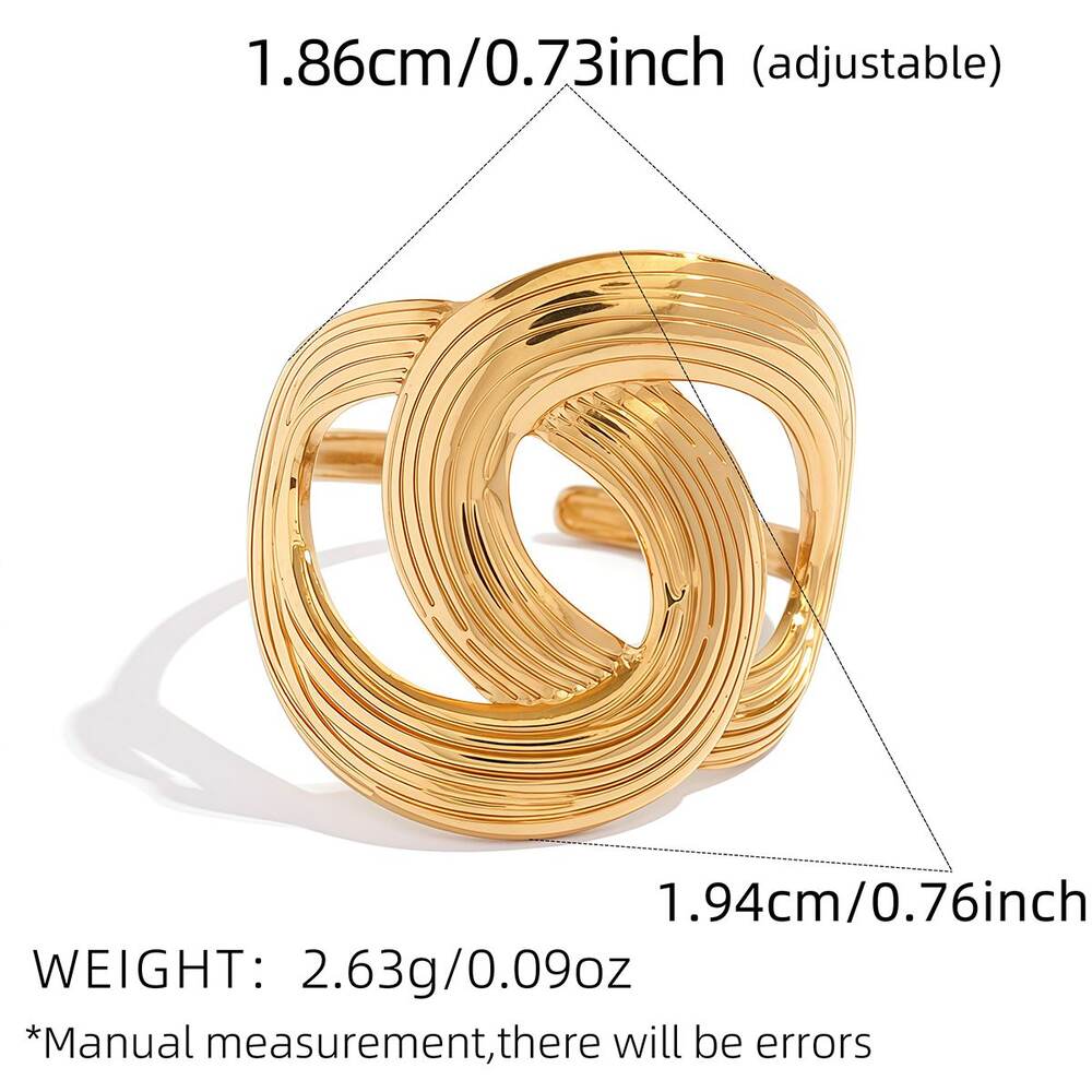 Daily Irregular Shape Stainless Steel Waterproof Gold Color Women's Statement Rings