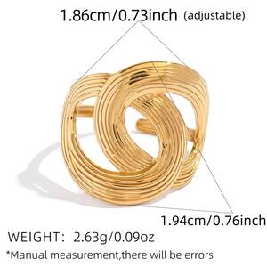 Daily Irregular Shape Stainless Steel Waterproof Gold Color Women's Statement Rings h5