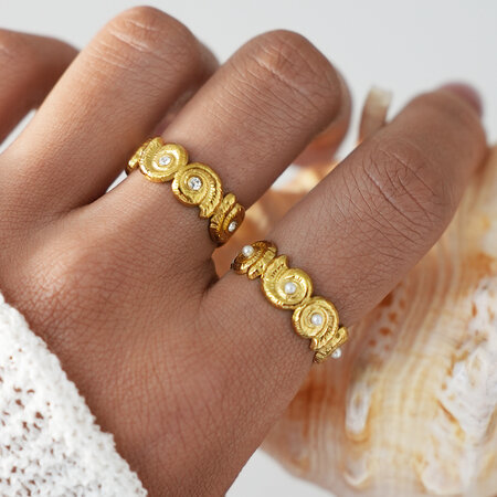 Simple Series Daily Thread Stainless Steel Waterproof Gold Color Statement Rings