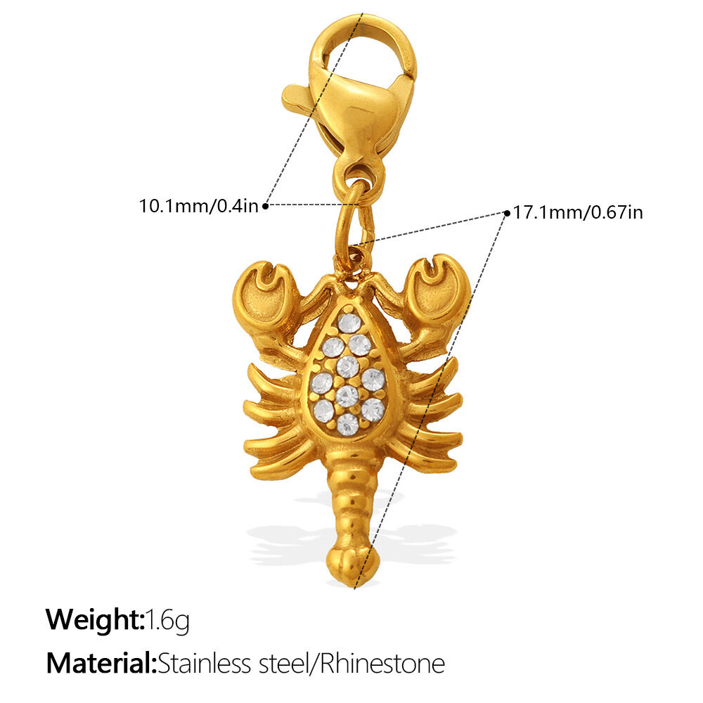 Oceanic Stainless Steel Waterproof Gold Color Rhinestone DIY Pendants