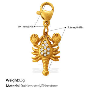 Oceanic Stainless Steel Waterproof Gold Color Rhinestone DIY Pendants h5