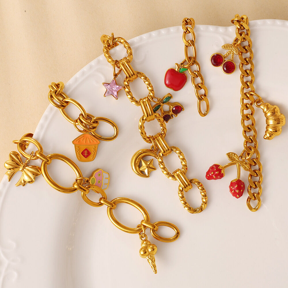 Fruit Stainless Steel Gold Color Keychain 2