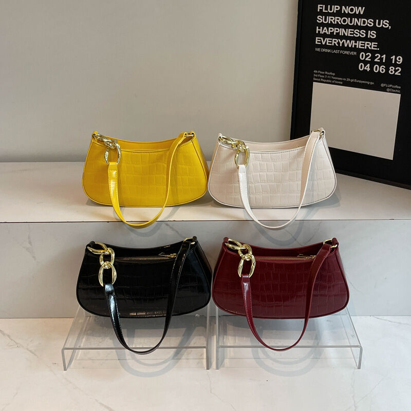 Damen-Schultertaschen aus PU in Unifarben Bild3