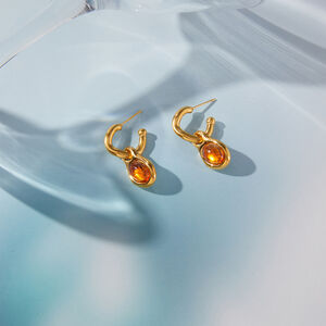 Retro Droplet Resin Gold Color Women's Drop Earrings h5 Picture2