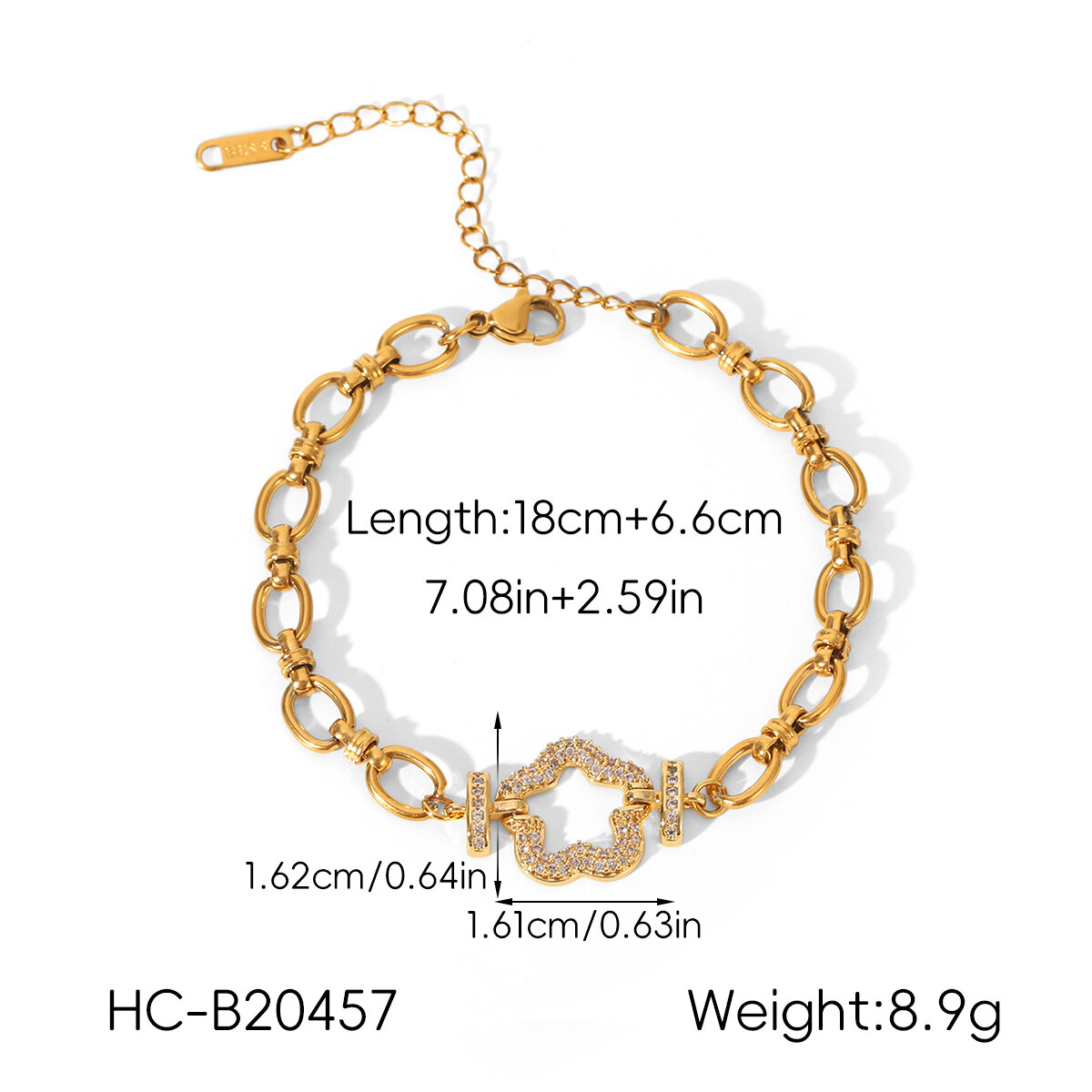Flower Stainless Steel Waterproof Gold Color Zircon Women's Chain Necklaces h5 Picture2