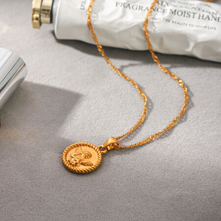 Angel Pattern Stainless Steel Waterproof Gold Color Women's Pendant Necklaces
