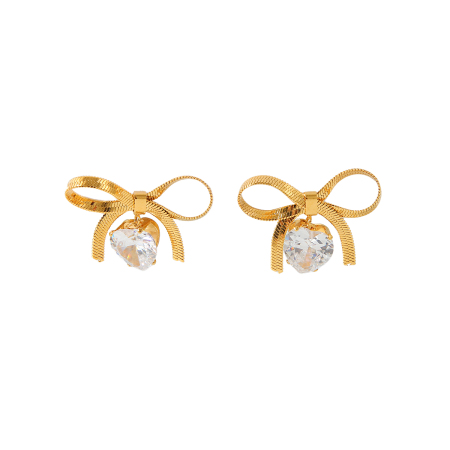 Schlichte, wasserdichte Ohrstecker aus Edelstahl in Goldfarbe mit Zirkonia für Damen