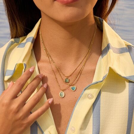 Simple Daily Heart Geometric Shape Stainless Steel Waterproof Gold Color Women's Chain Necklaces