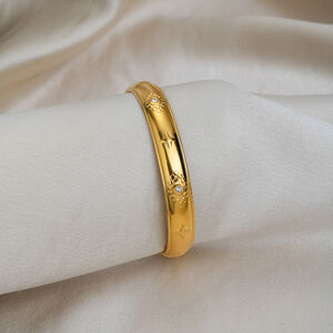 Luxuriöse, runde, wasserdichte Armreifen aus Edelstahl in Goldfarbe für Damen h5 Bild3