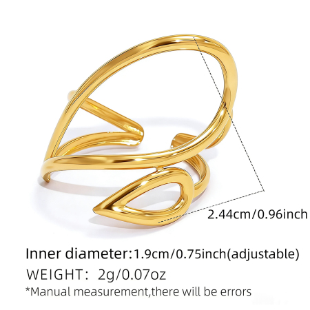 Simple Series Daily Irregular Shape Lines Stainless Steel Waterproof Gold Color Statement Rings
