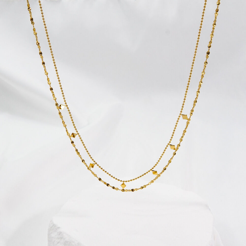 Elegant Solid Color Chain Stainless Steel Waterproof   Gold Color  Women's Chain Necklaces Picture3